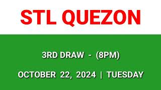 STL QUEZON 3rd draw result today 8PM draw evening result Philippines October 22 2024 Tuesday [upl. by Wanonah]