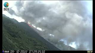 Pyroclastic flow on the volcano Stromboli Italy 9 October 2022 [upl. by Auqinehs]