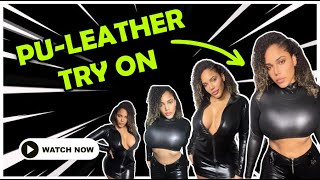 Pu Leather Leggings amp Leather dress amp Leather top  Try on  Episode 2  Weekly try on series [upl. by Anavahs]