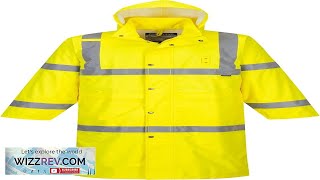 Portwest UH445 Mens Classic Raincoat Waterproof Hi Vis Reflective Long Rain Jacket Review [upl. by Solange]