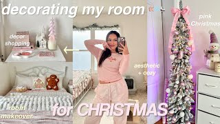 CHRISTMAS ROOM MAKEOVER 🩰❄️ decor shopping haul decorate wme  room tour [upl. by Eibbed]