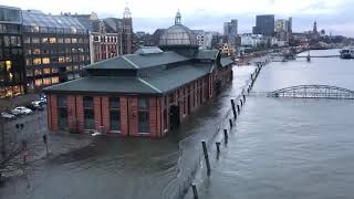 Time Lapse Shows River Elbe Overflowing and Flooding its Banks in Hamburg  1104587 [upl. by Yerffoeg]