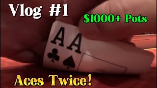 Playing1 BIG POTS in 12 NL Holdem Poker Vlog Ep 1 [upl. by Nagek]