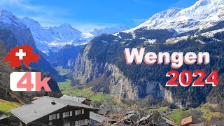 🇨🇭  2024  Winter  SWITZERLAND  WENGEN  Part 6  LAUTERBRUNNEN  Walking Tour beautiful  4k 🇨🇭 [upl. by Antin760]