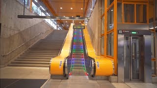 Sweden Stockholm Norsborg Subway Station 2X escalator  going to platform [upl. by Aisan]