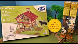 Mini Papo Farm amp Safari Ltd Down on the Farm Animal Figures Toobs Diorama Learn Farm Animal Names [upl. by Koppel990]