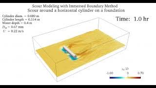 Simulation of scour around a short cylinder on a supporting cradle [upl. by Stuart]