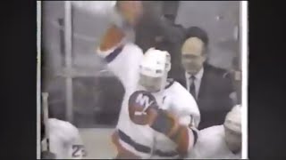 February 13 1990 Flames at Islanders Bryan Trottier 500th Goal Hockey Week feature [upl. by Ahcsrop]