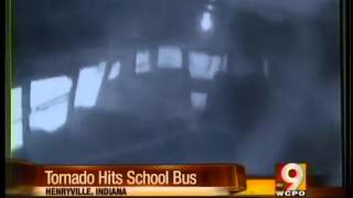 Surveillance video inside school bus during tornado [upl. by Woolcott]