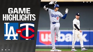 Dodgers vs Twins Game Highlights 4924  MLB Highlights [upl. by Epul]