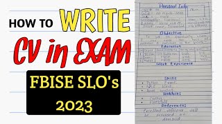 How to write CV in Exam  FBISE SLOs [upl. by Allimaj]