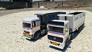 Miniature Truck Model  Indian Truck Miniature Model  Tata vs Bharat Benz Truck  Tipper and Truck [upl. by Scotti282]