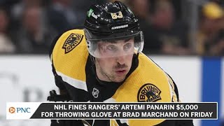 NHL Fines Artemi Panarin 5000 For Throwing His Glove At Brad Marchand [upl. by Nnednarb621]