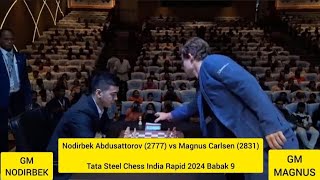 Nodirbek Abdusattorov vs Magnus Carlsen Tata Steel Chess India Rapid 2024 Babak 9 [upl. by Llennol]