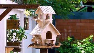 Build a wooden bird house and bird feeder [upl. by Nylirahs]