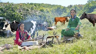 IRAN Nomadic Life and Cooking Lamb Stew with Rice Baking Bread amp Preparing Butter [upl. by Auhsuoj]