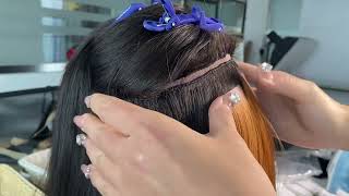 Tape Hair Extensions Install 🥳virgintapeinhairextensions tapeinhairforgirls [upl. by Petronille968]