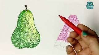 How to draw fruits in Pointillism technique  Very Easy Pointillism Drawing [upl. by Starks]