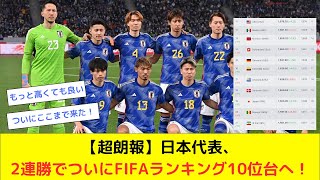 【超朗報】サッカー日本代表、FIFAランキングが10位台へ！！！ [upl. by Isteb929]