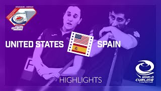 HIGHLIGHTS United States v Spain  round robin  World Mixed Doubles Curling Championship 2019 [upl. by Fini]