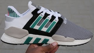 Most Comfortable Boost Sneaker Adidas EQT Support 9118 Core Black Clear Granite  Sub Green [upl. by Serles763]