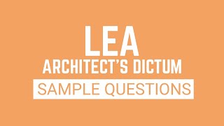 🏆 Architecture Licensure Examination ALE 📐  Architects Dictum Question [upl. by Shabbir]