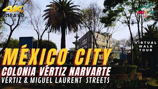 【4K】COLONIA VÉRTIZ NARVARTE México City  4KWalking Tour Ciudad de México [upl. by Shelagh]