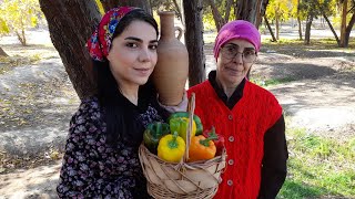 Delicious stuffed bell pepperdolma villagelife cooking rurallife [upl. by Colas]