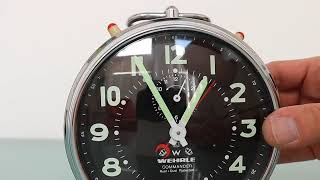 SOLD WEHRLE COMMANDER Repeat Alarm TOP Clock Black Dial GERMANY Vintage Mantel RARE [upl. by Atsirak]