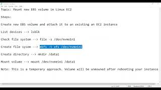 AWS Create new drive in Linux  Linux mount EBS volume [upl. by Eednim]