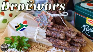 How to make Traditional Beef Droëwors Recipe  South African airdried sausage  Traditional Recipes [upl. by Kienan]