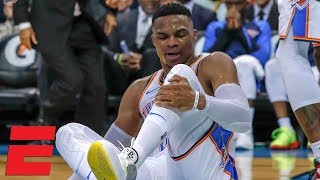 Russell Westbrook sprains ankle in Thunder win vs Pelicans  NBA Highlights [upl. by Mazman877]