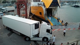 Big Truck gets stuck boarding Corsica Sardiania ferries [upl. by Dagley]