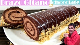 BRAZO GITANO DE CHOCOLATE😍🍫😋 ROLLO PASTEL O TORTA DELICIOSA Receta  458 [upl. by Stacee]