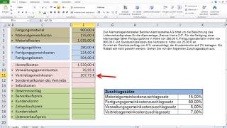 Zuschlagskalkulation Vorwärtskalkulation Industriekaufleute Aufgabe 5 [upl. by Eenot]