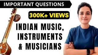 Musicians amp their Instruments  Indian Classical Music  Important MCQ  Static GK [upl. by Rosati428]