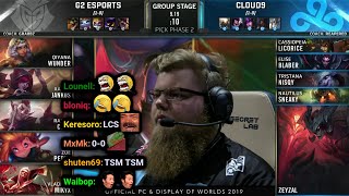 G2 vs C9  2019 Worlds Groups Day 3  Twitch VOD with Chat [upl. by Kenon]