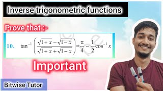 Prove that tan inverse  root 1x minus root 1x upon root 1x plus root 1x is [upl. by Cooke979]