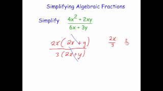 Simplifying Algebraic Fractions [upl. by Saberhagen749]