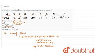 A random variable X has the following probability distribution Determine  i k [upl. by Otrepur]