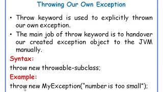 Throwing Our Own Exception in JAVAJAVA in Telugu Lecture65 [upl. by Eilyk]