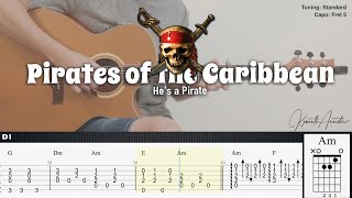 Pirates of the Caribbean Hes a Pirate  Hans Zimmer  Fingerstyle Guitar  TAB  Chords  Lyrics [upl. by Yelik837]