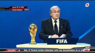 Blatter announces host World Cup 2018  Russia [upl. by Ahsiliw837]