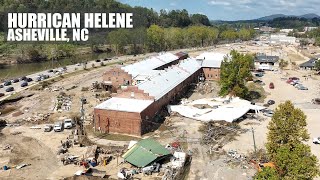 4K Drone Footage  Hurricane Helene Aftermath in Asheville North Carolina  River Arts District [upl. by Refannej]