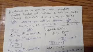 Calculate quartile deviation mean deviation standard deviation and coefficient of variance [upl. by Attelocin722]