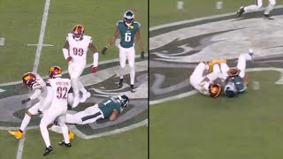 Jalen Hurts Gets CONCUSSED After Slamming Head On Turf Hurts Misses WIDE OPEN Receivers [upl. by Rapsac]