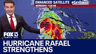 Hurricane Rafael strengthens prompts warning for Florida [upl. by Pahl]