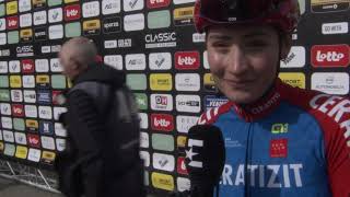 Kathrin Schweinberger  Interview at the start  Classic BruggeDe Panne 2024 [upl. by Fritzsche]