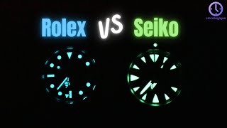 Lume Faceoff Rolex vs Seiko  Chromalight vs Lumibrite [upl. by Tobias]