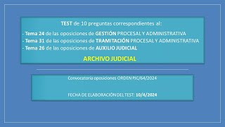 Test 59  Archivo Judicial  test procesal oposicionesjusticia [upl. by Annalee]